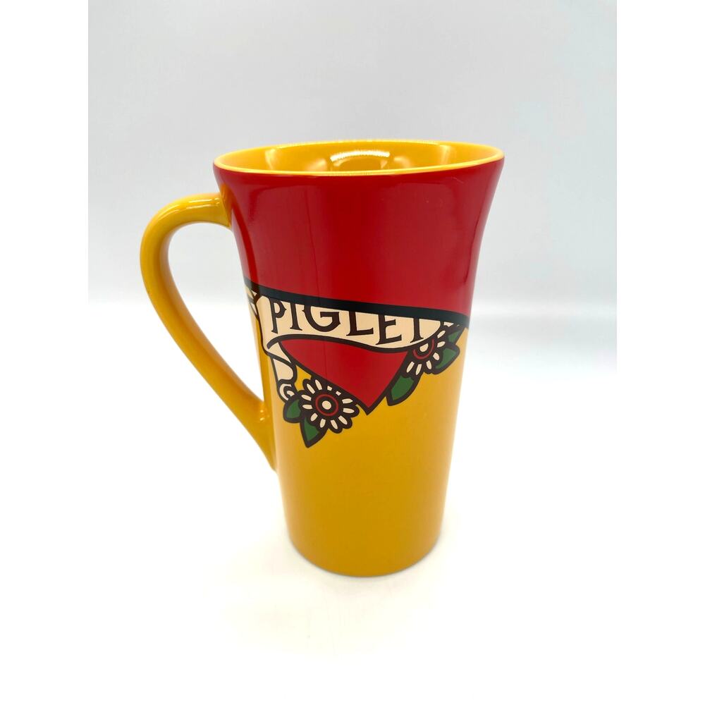 Disney Winnie the Pooh Piglet Mug 6" Tall hearts & Flowers